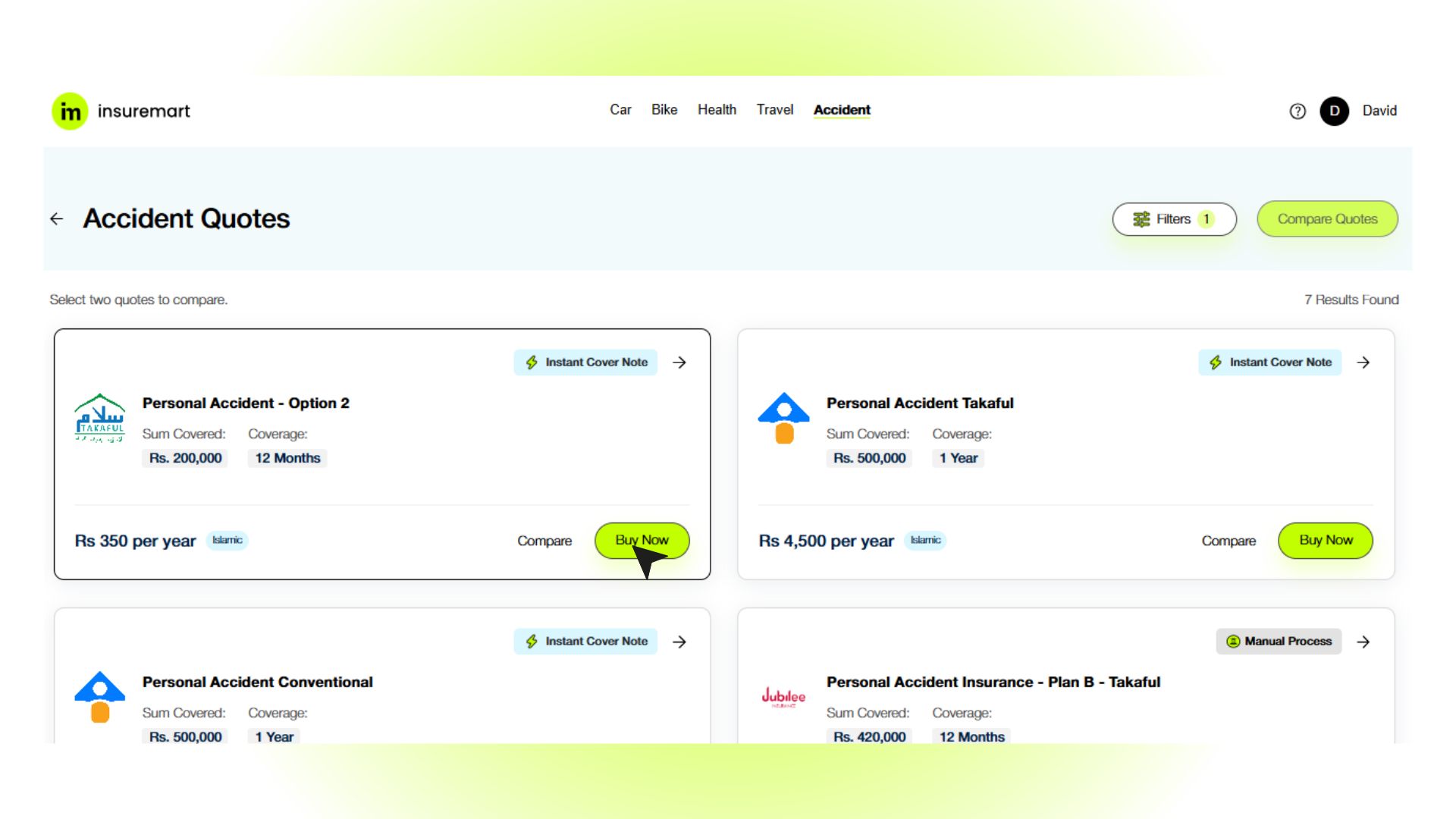 Accidental insurances