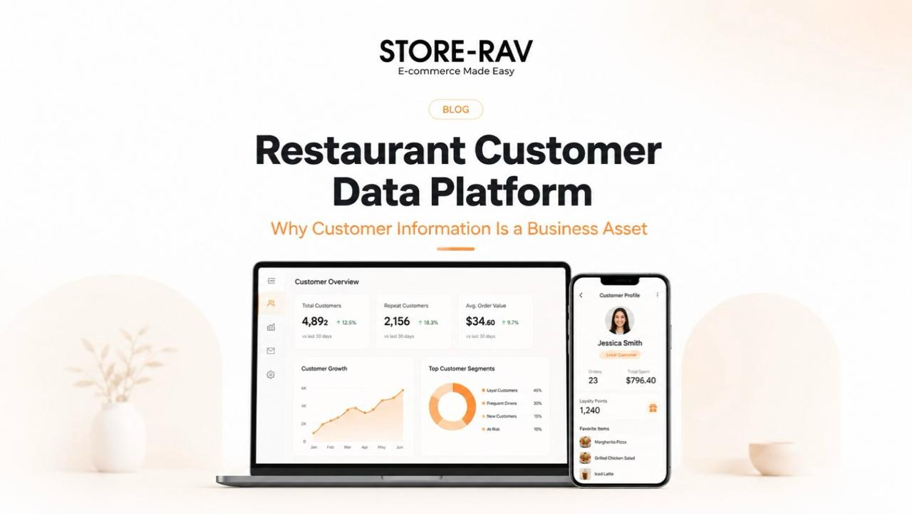 StoreRav customer data platform dashboard showing restaurant customer profiles and order history