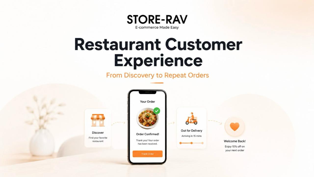 StoreRav customer journey from discovery to ordering, delivery, and repeat orders